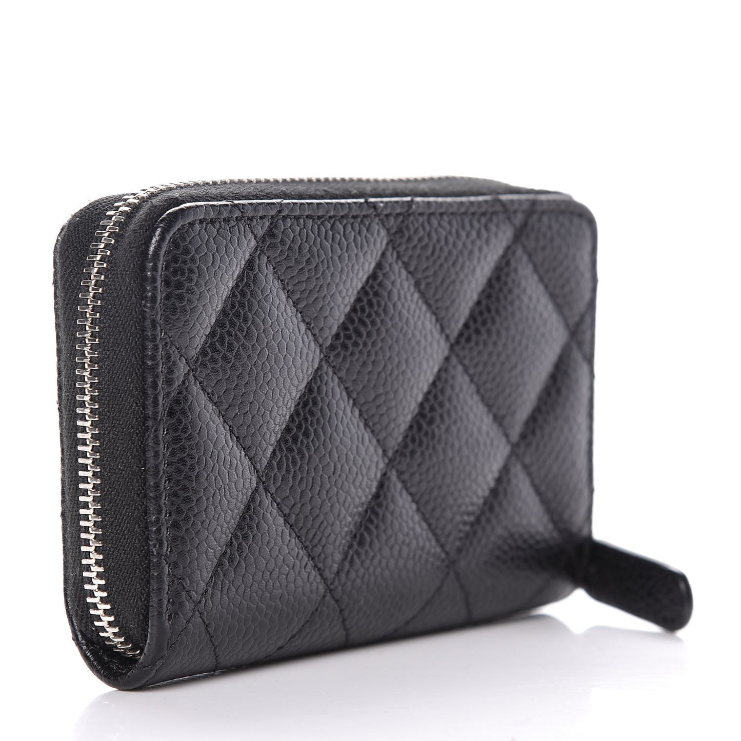 Caviar Quilted Zip Coin Purse Black