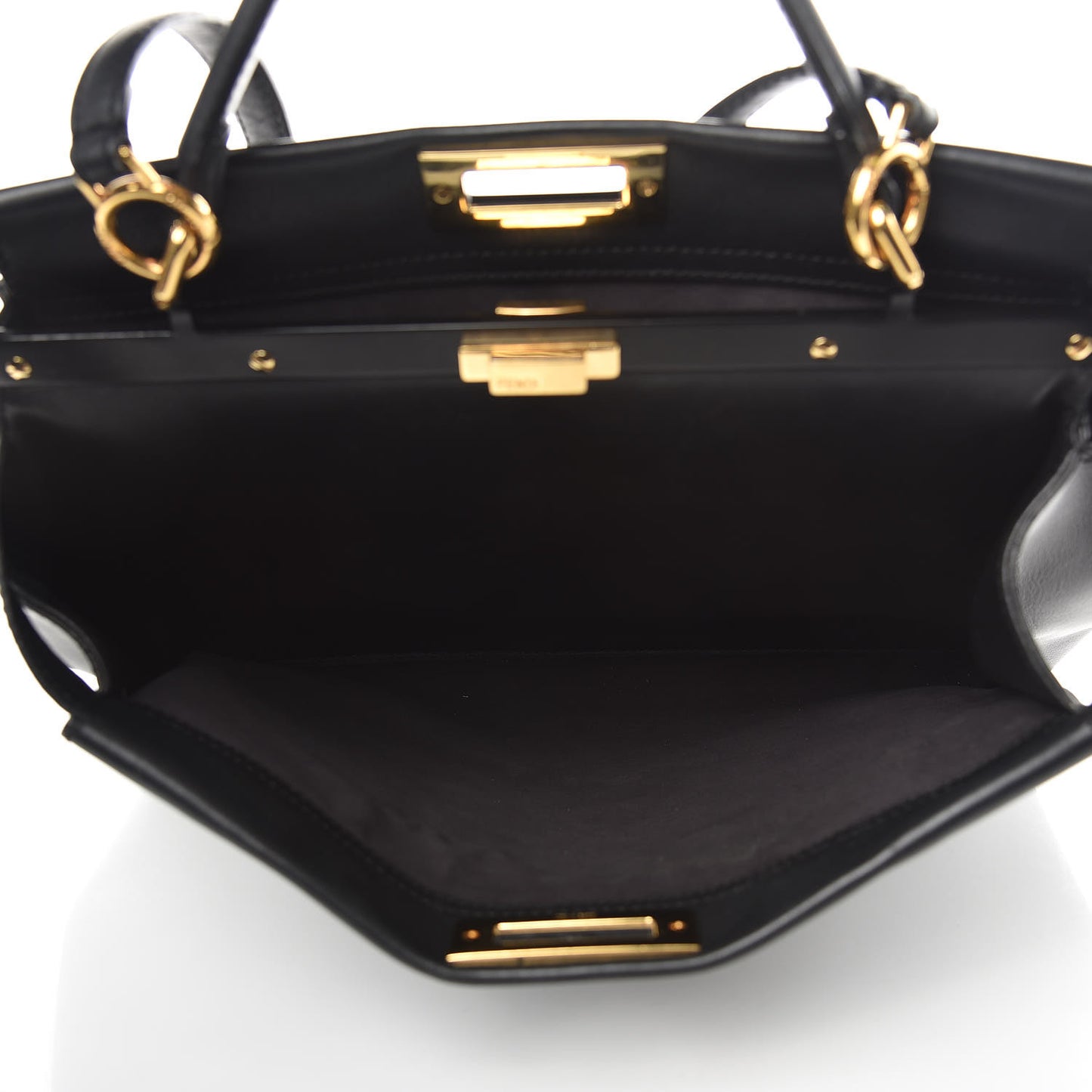 Vitello Seta Shiny Nappa Large Peekaboo Iconic Satchel Black