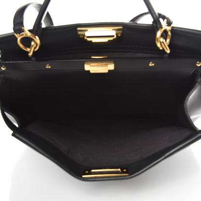 Fendi Vitello Seta Shiny Nappa Large Peekaboo Iconic Satchel Black 6 of 15