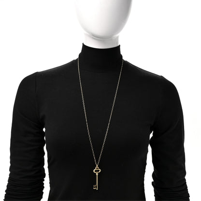 Tiffany 18K Yellow Gold Oval Key Pendant Link Necklace 2 of 6