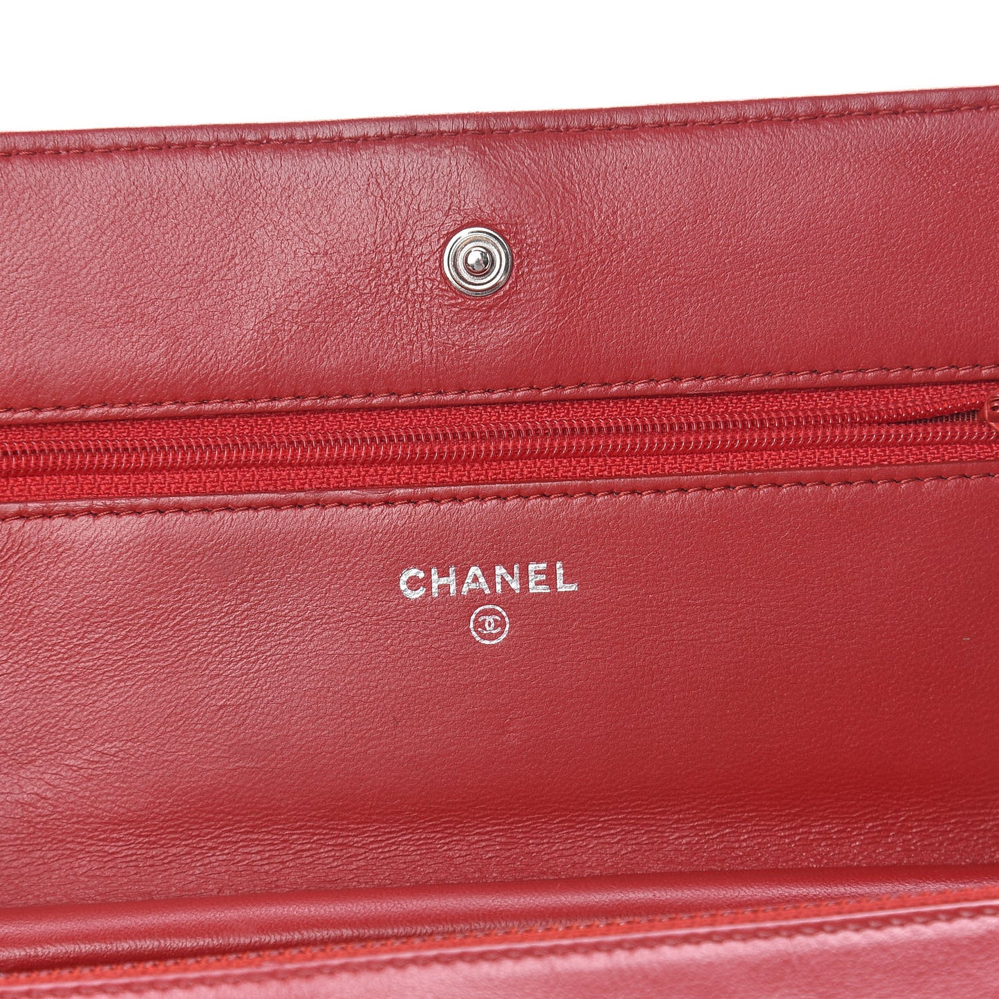 Lambskin Quilted Wallet On Chain WOC Red