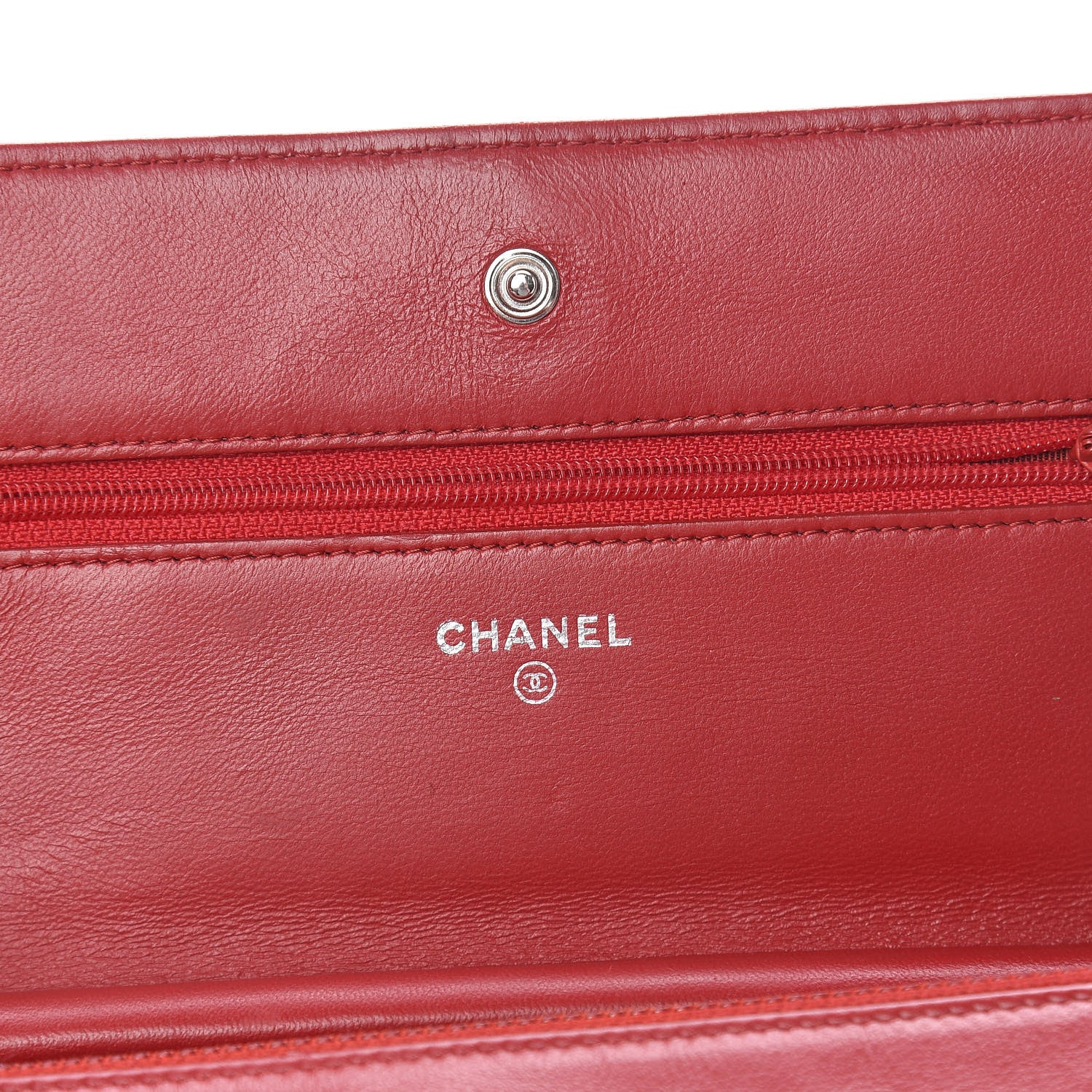 Chanel Lambskin Quilted Wallet On Chain WOC Red 6 of 12