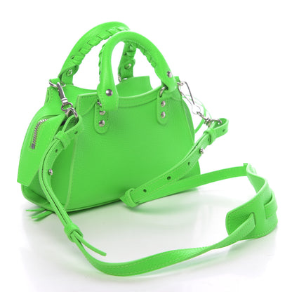 Balenciaga Grained Calfskin Neo Classic Silver Hardware Nano City Crossbody Fluo Green 3 of 10