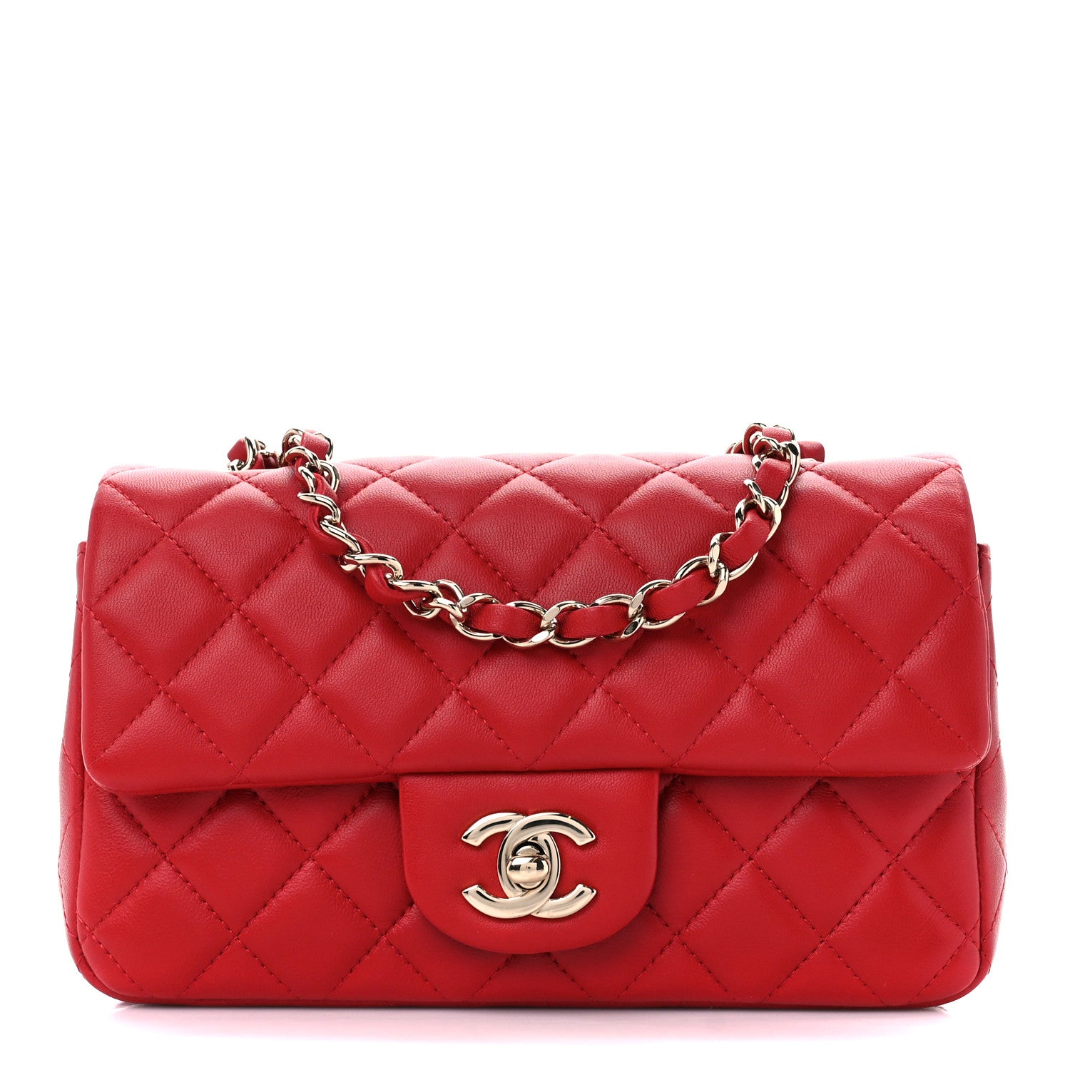 Chanel Lambskin Quilted Mini Rectangular Flap Red 1 of 12
