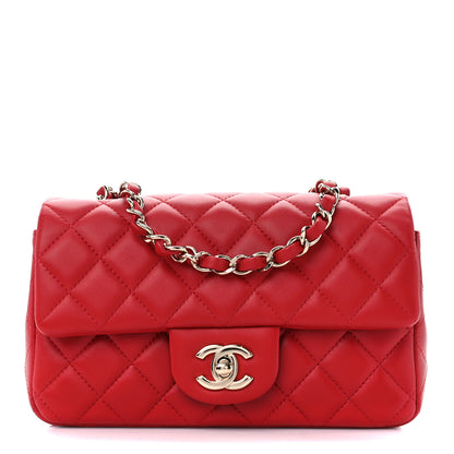 Chanel Lambskin Quilted Mini Rectangular Flap Red 1 of 12