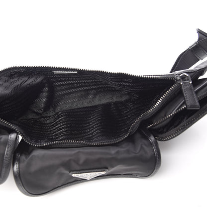 Prada Tessuto Nylon Saffiano Marsupio Triple Pocket Belt Bag Black 5 of 12