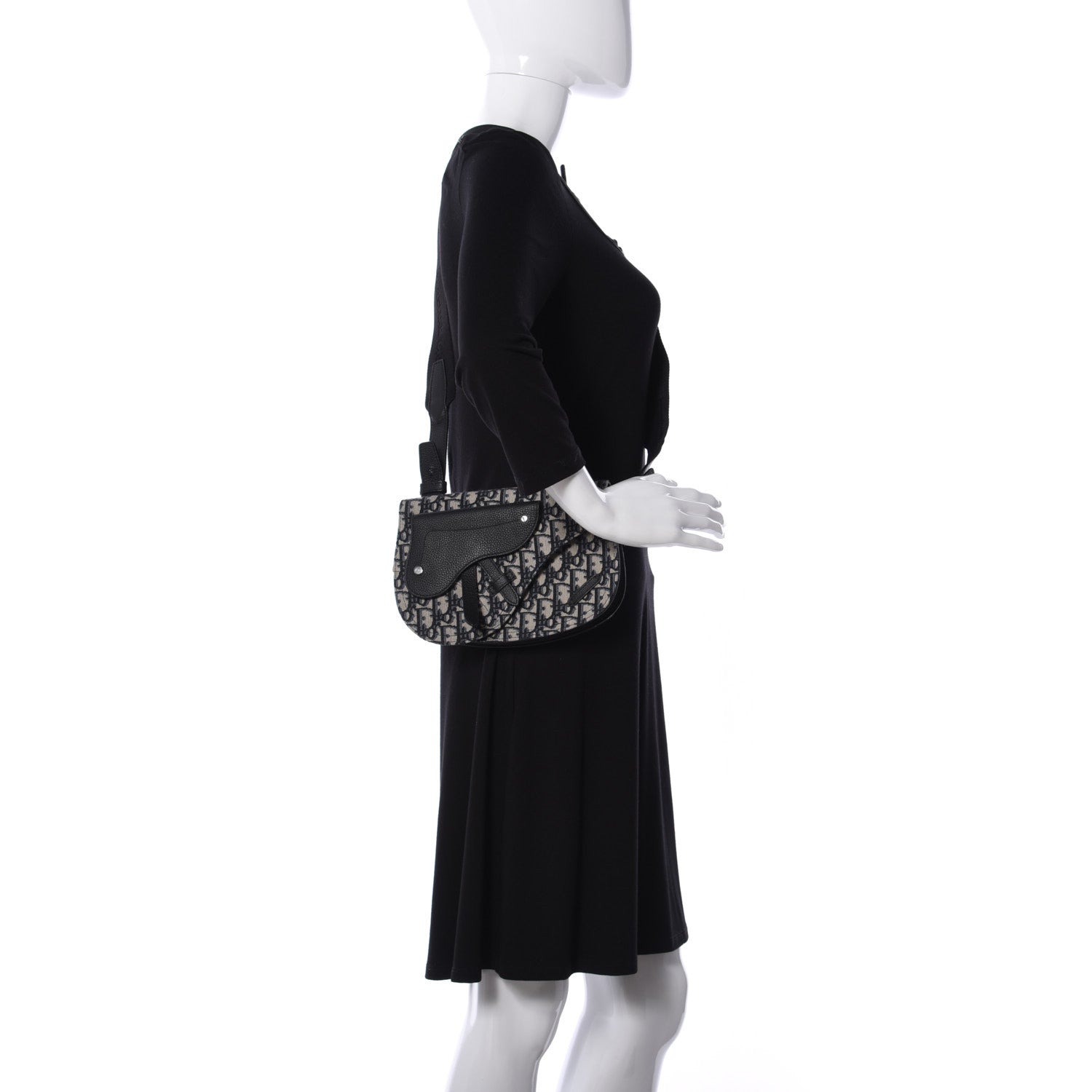 Christian Dior Oblique Saddle Messenger Pouch Beige Black 2 of 11