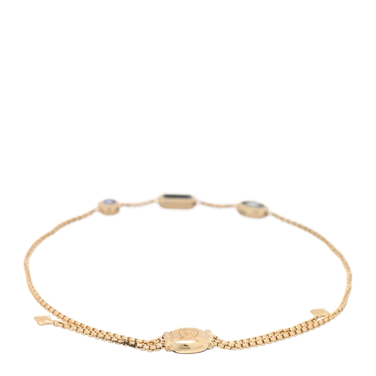 David Yurman DAVID YURMAN 18K Yellow Gold Hampton Blue Topaz Aquamarine Tanzanite Novella Chain Bracelet 2 of 4