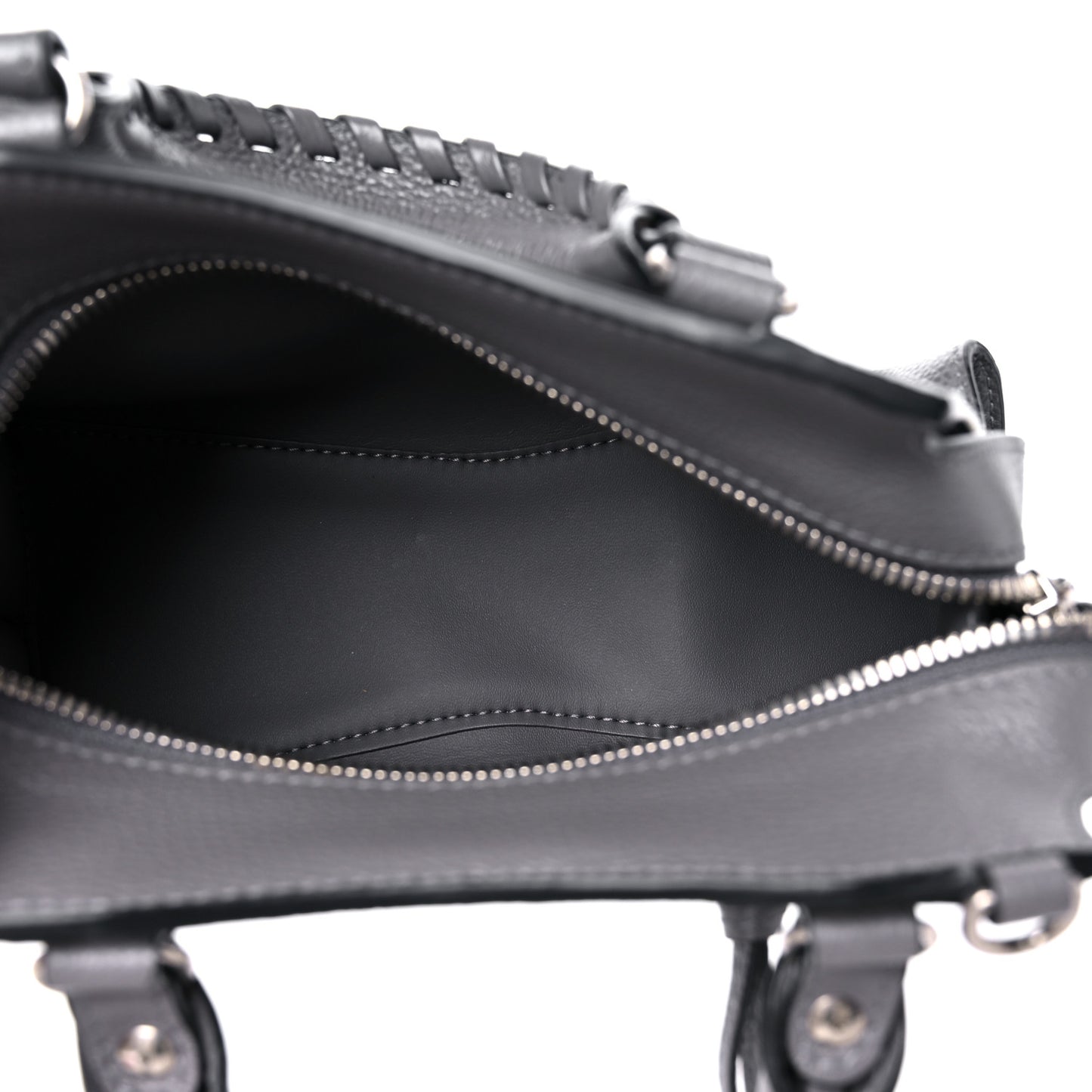Grained Calfskin Neo Classic Silver Hardware Mini City Dark Grey
