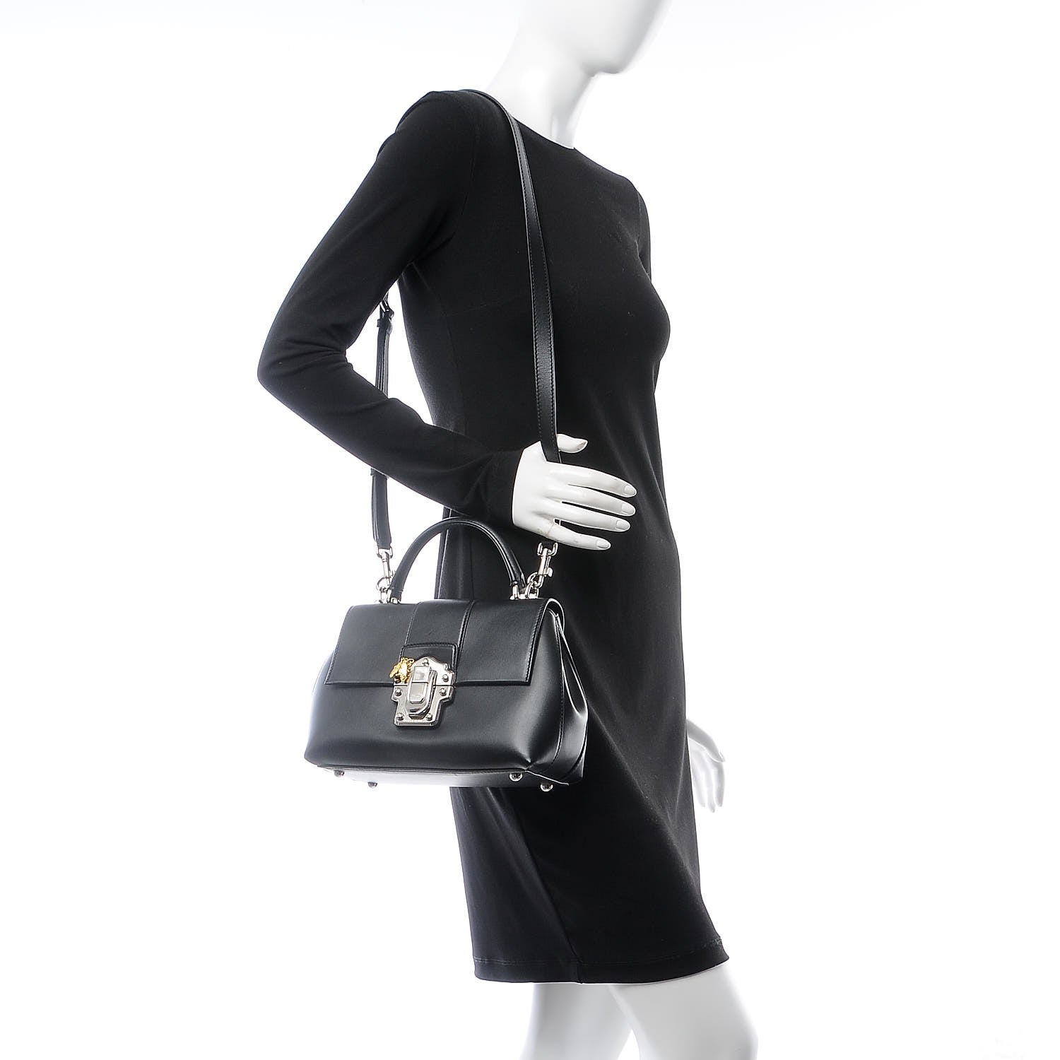 Dolce & Gabbana Calfskin Small Lucia Satchel Black 2 of 8