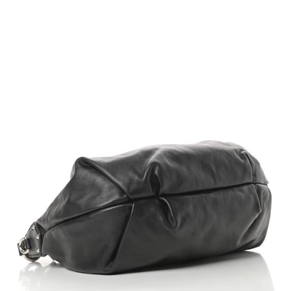 Prada Soft Calfskin Pleated Hobo Black 4 of 15