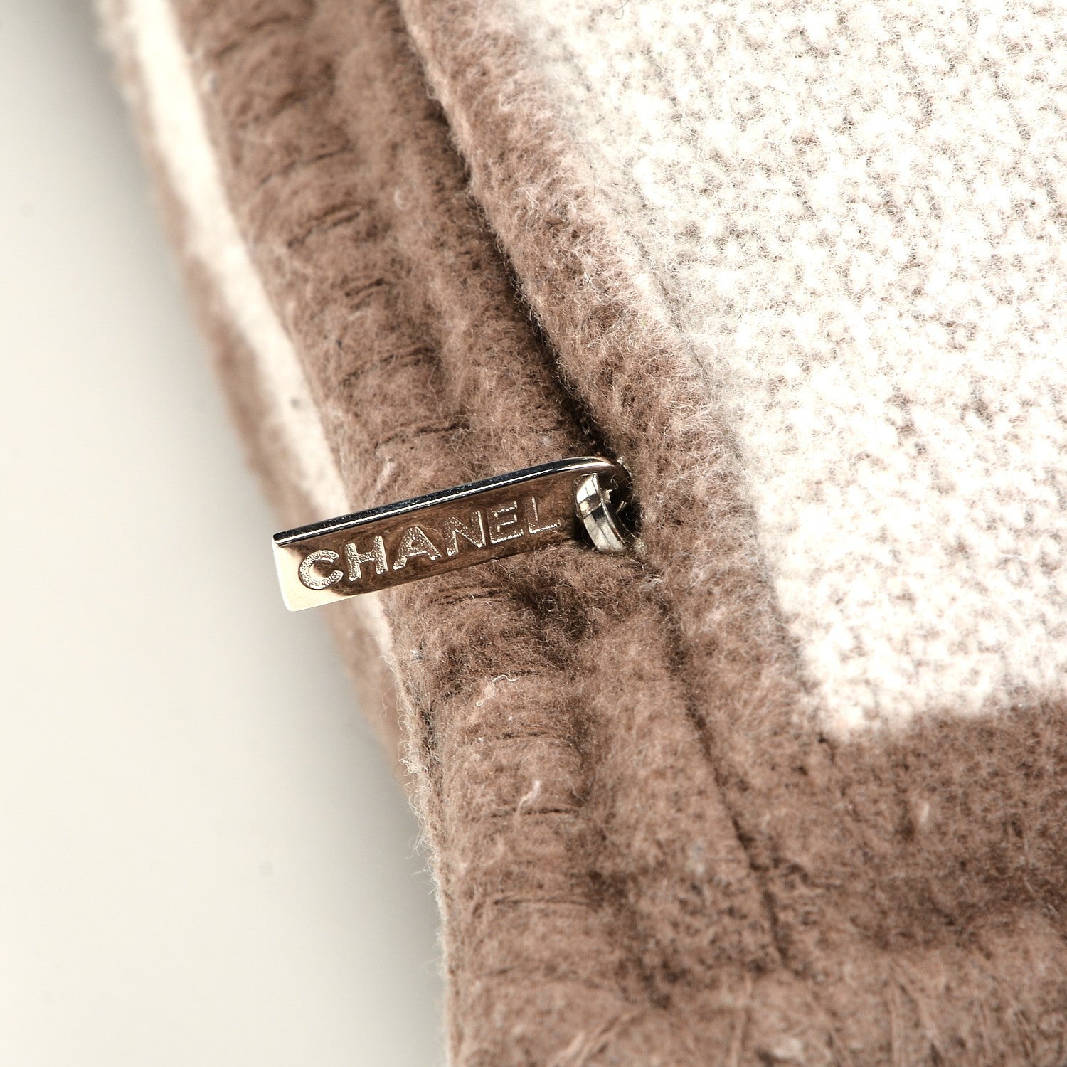Chanel Merino Wool Cashmere CC Pillow Dark Beige Light Beige 4 of 4