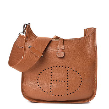 Hermes Taurillon Clemence Evelyne III PM Gold 2 of 11