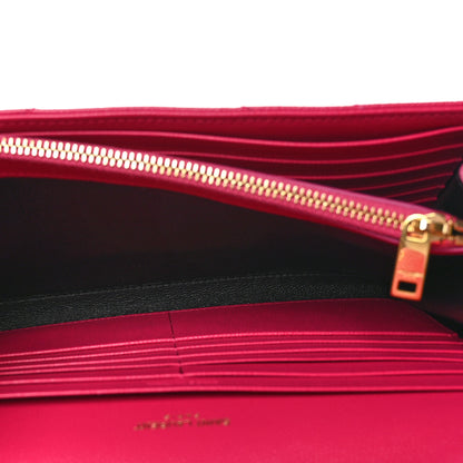 Saint Laurent Grain De Poudre Matelasse Chevron Monogram Chain Wallet Lipstick Fuchsia 5 of 10