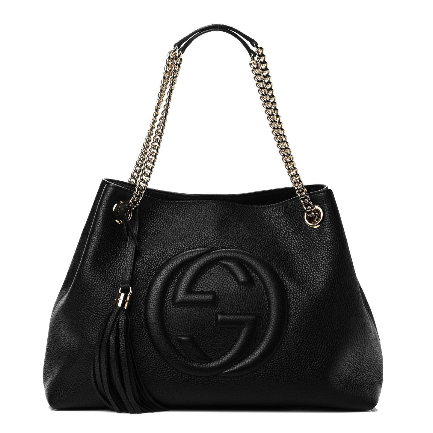 Pebbled Calfskin Medium Soho Chain Shoulder Bag Black