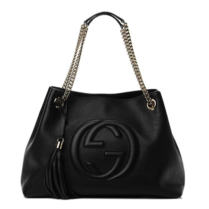 Gucci Pebbled Calfskin Medium Soho Chain Shoulder Bag Black 1 of 10