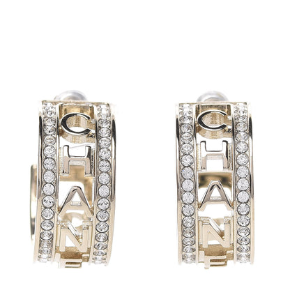 Chanel Metal Crystal Bow-tiful CC Hoop Earrings Gold 1 of 7