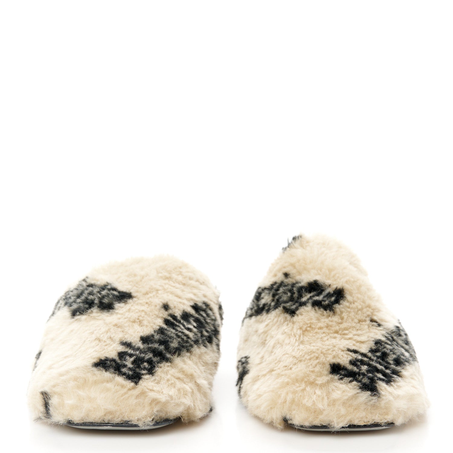 Balenciaga Faux Fur Allover Logo Teddy 5mm Mules 41 Beige Black 2 of 8