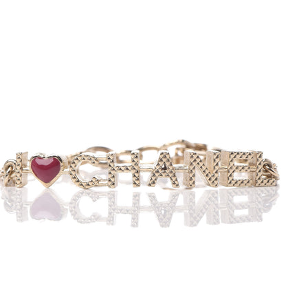 Chanel Quilted I Heart Logo Bracelet Gold 4 of 7
