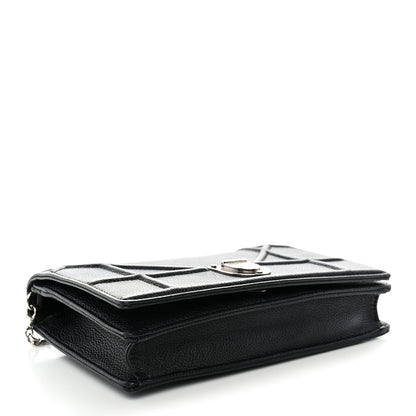 Christian Dior Grained Calfskin Diorama Wallet on Chain Pouch Black 4 of 11