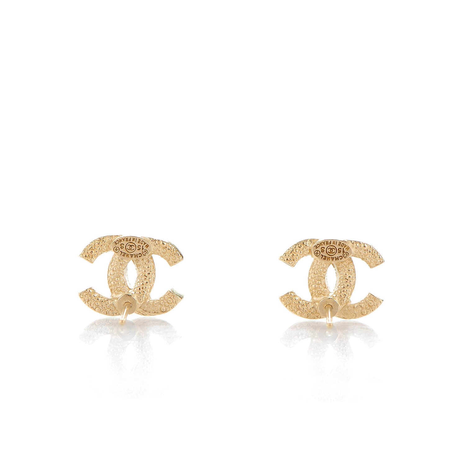 Chanel Crystal Timeless CC Earrings Gold 3 of 5