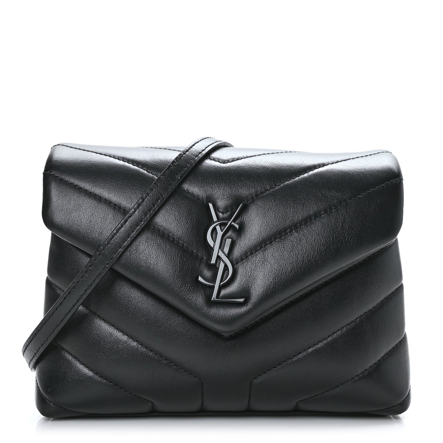 Saint Laurent Calfskin Y Quilted Monogram Toy Loulou Crossbody Bag Black 1 of 10