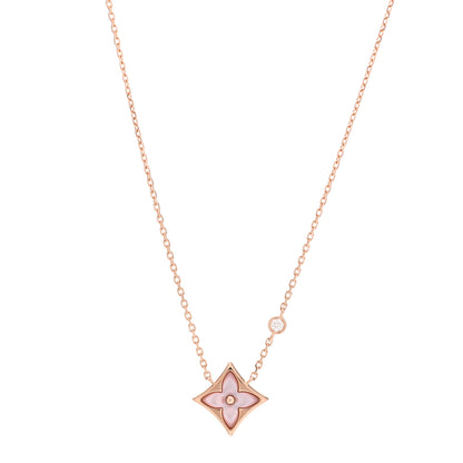 Louis Vuitton 18K Pink Gold Diamond Pink Mother of Pearl Color Blossom BB Star Pendant Necklace 1 of 5