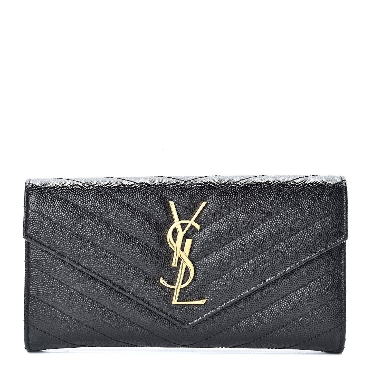 Grain De Poudre Matelasse Chevron Monogram Flap Wallet Black