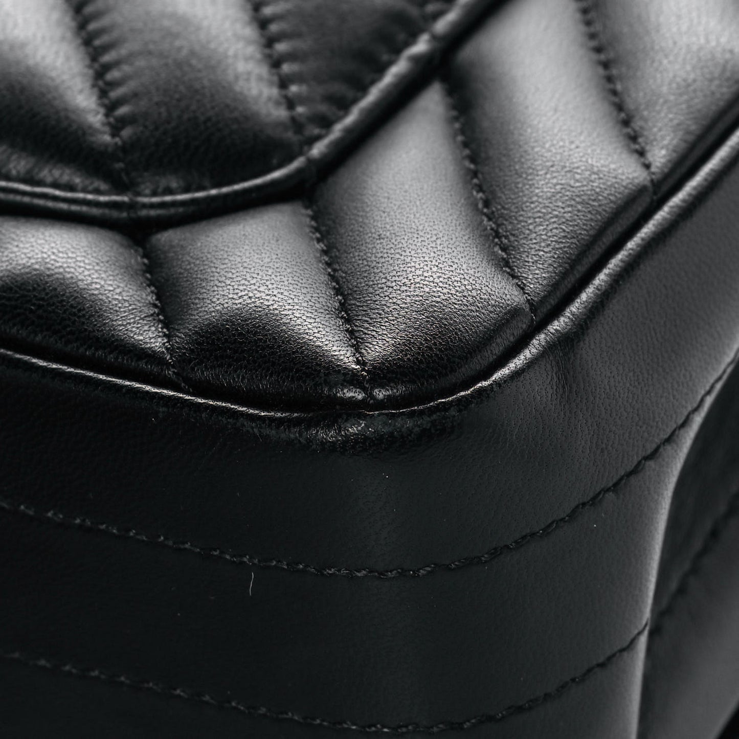 Lambskin Chevron Quilted Mini Rectangular Flap Black