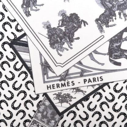 Hermes Silk A Cheval Sur Mon Carre Scarf 90 Black White 5 of 6