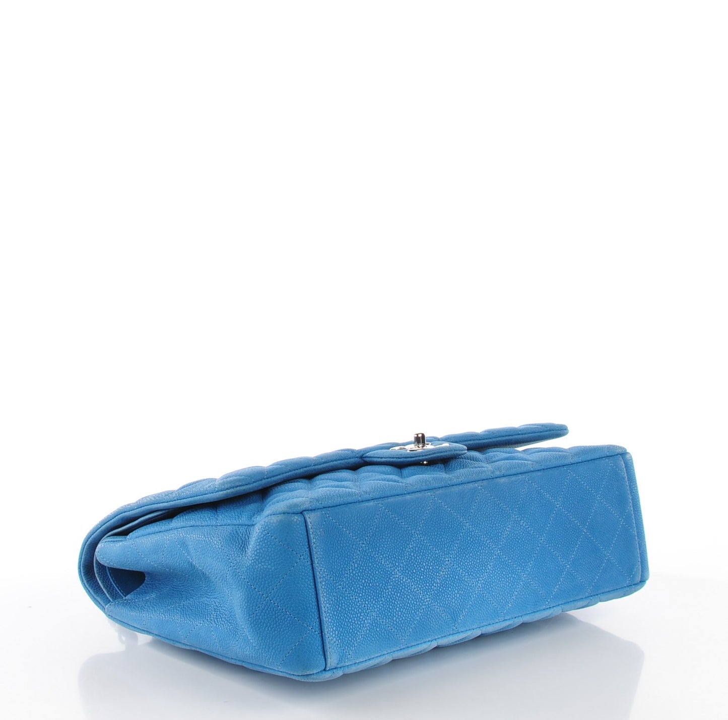 Iridescent Caviar Quilted Maxi Double Flap Blue