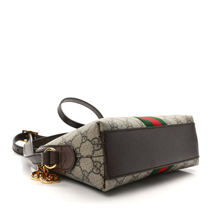 Gucci GG Supreme Monogram Textured Dollar Calfskin Web Small Ophidia Dome Shoulder Bag Beige Ebony New Acero 4 of 10