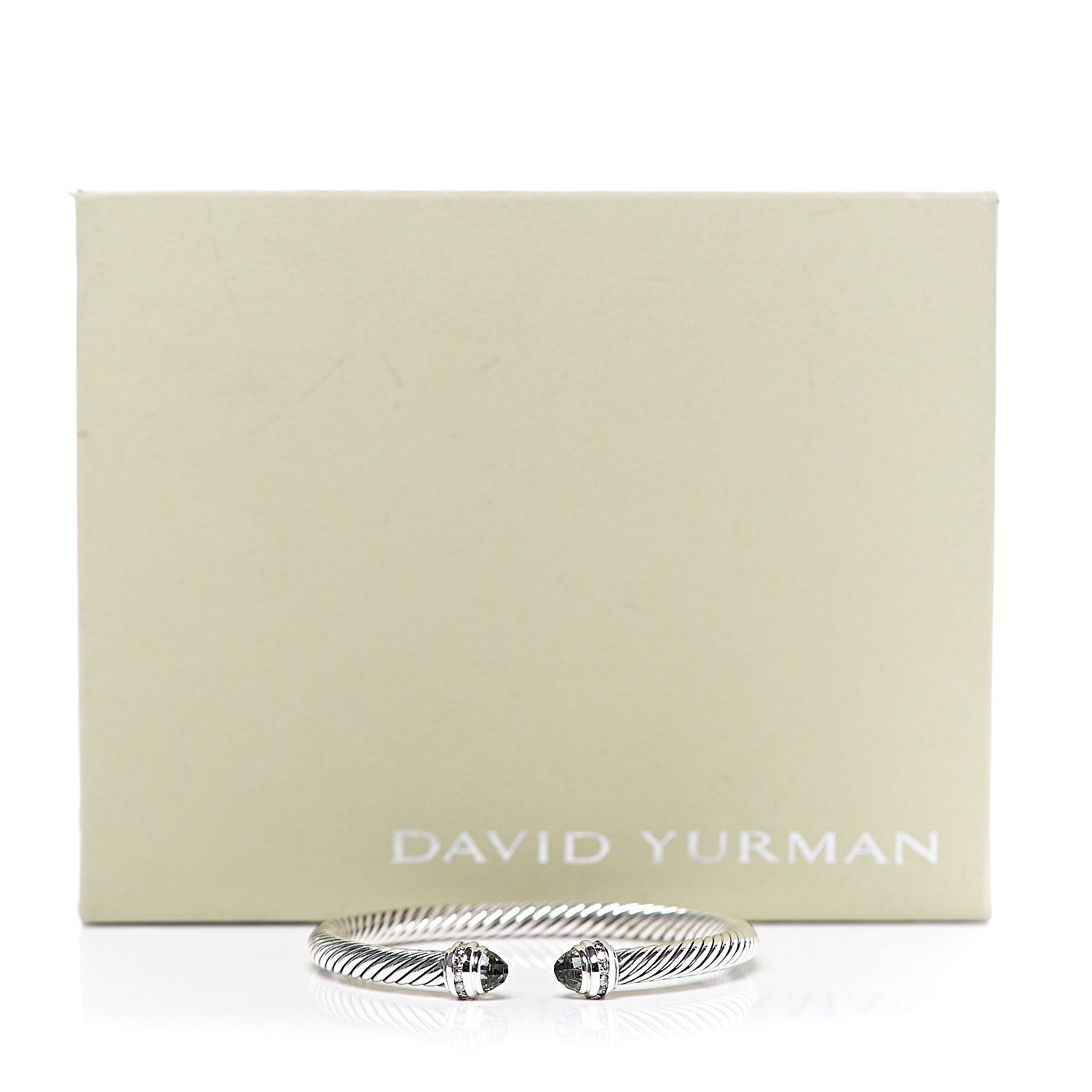 David Yurman Sterling Silver Diamond Prasiolite 5mm Cable Classics Bracelet 7 of 7