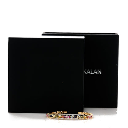 Suzanne Kalan 18K Yellow Gold Diamond Rainbow Sapphire Frenzy Cuff Bracelet 4 of 4