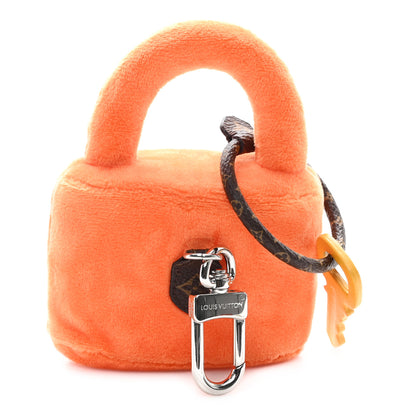 Louis Vuitton Faux Fur LV Lucky Lock Bag Charm Orange 2 of 4