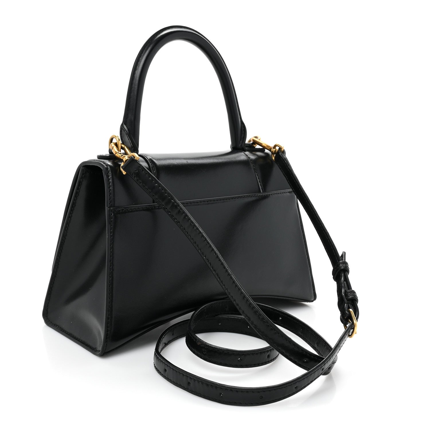 Balenciaga Shiny Box Calfskin Small Hourglass Top Handle Bag Black 3 of 15