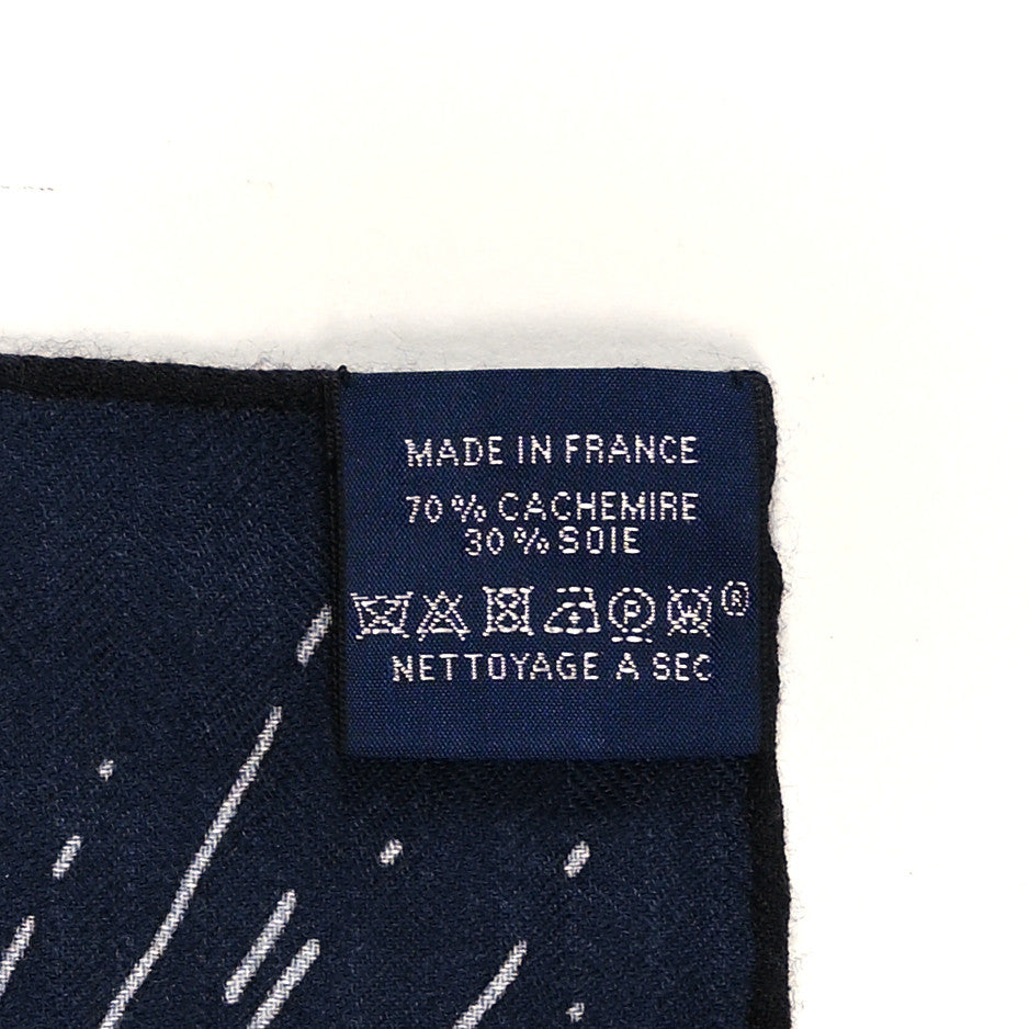 Hermes Cashmere Silk Hold The Line Scarf 100 Marine Gris Clair Black 4 of 4