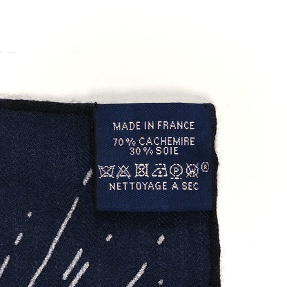 Hermes Cashmere Silk Hold The Line Scarf 100 Marine Gris Clair Black 4 of 4