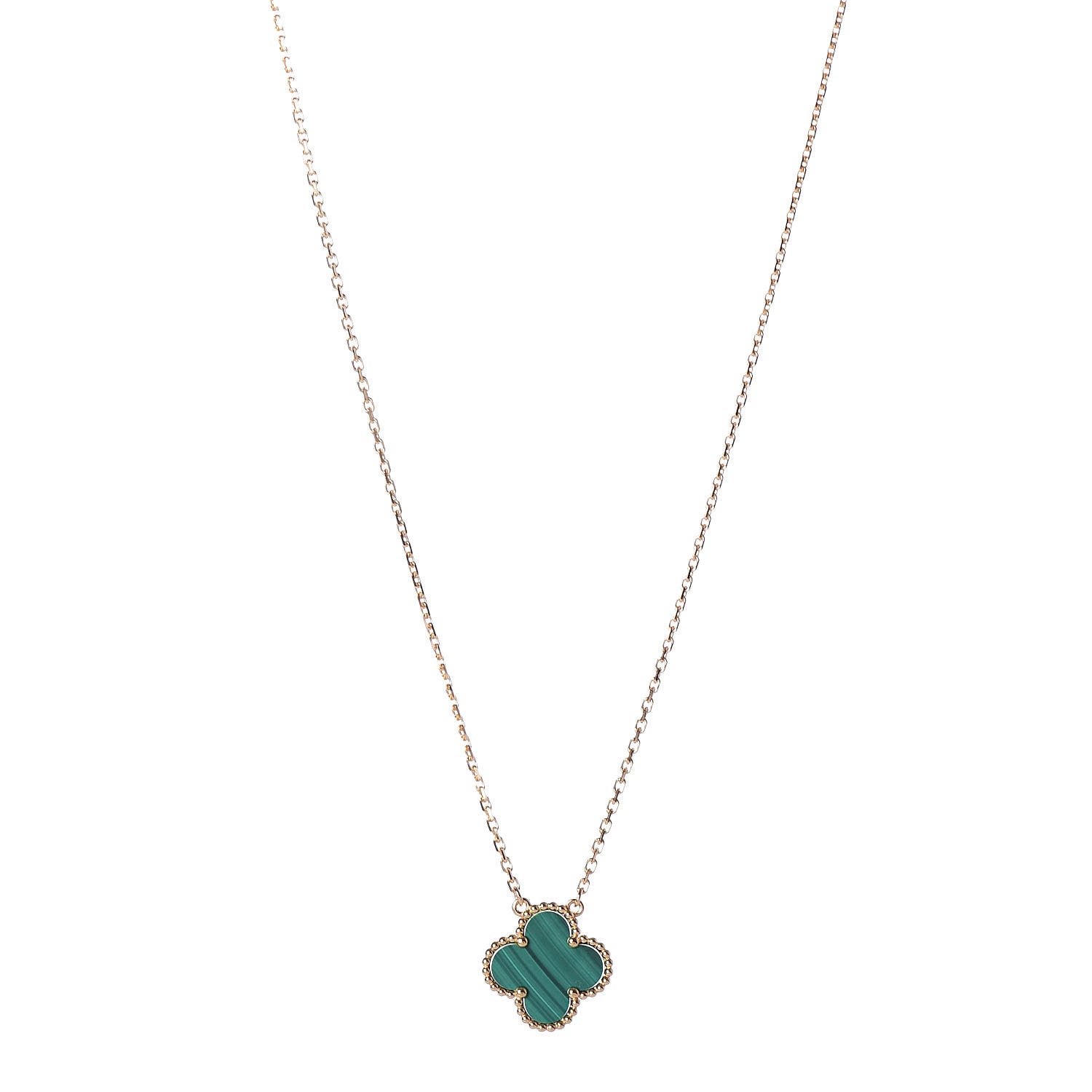 Van Cleef & Arpels 18K Yellow Gold Malachite Vintage Alhambra Pendant Necklace 1 of 8