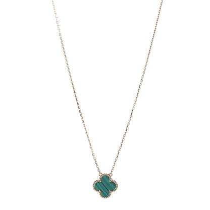 Van Cleef & Arpels 18K Yellow Gold Malachite Vintage Alhambra Pendant Necklace 1 of 8