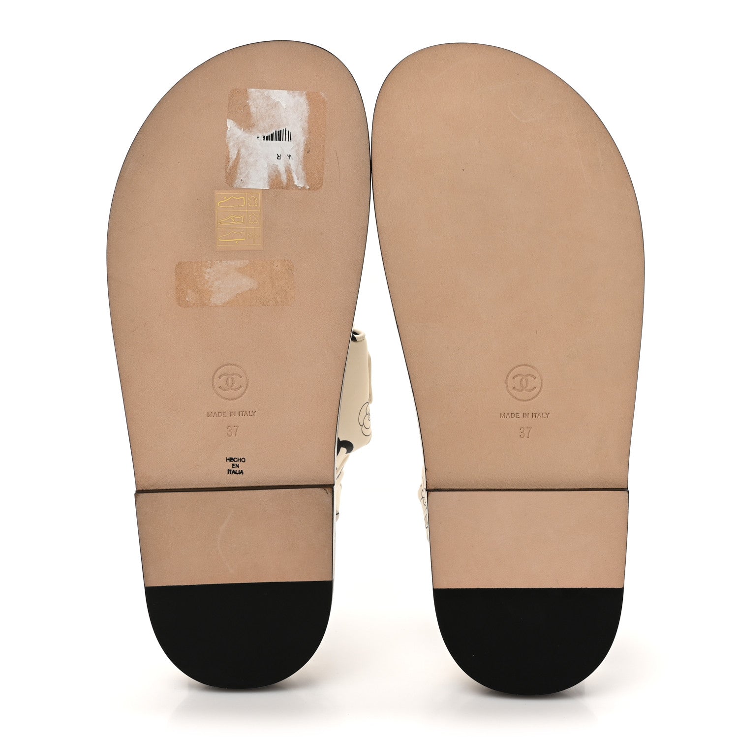 Chanel Lambskin Printed CC Velcro Dad Sandals 37 White Black 6 of 9