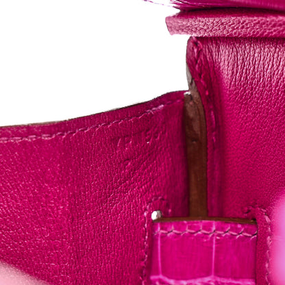 Hermes Shiny Porosus Crocodile Horseshoe Birkin 30 Rose Scheherazade 7 of 11