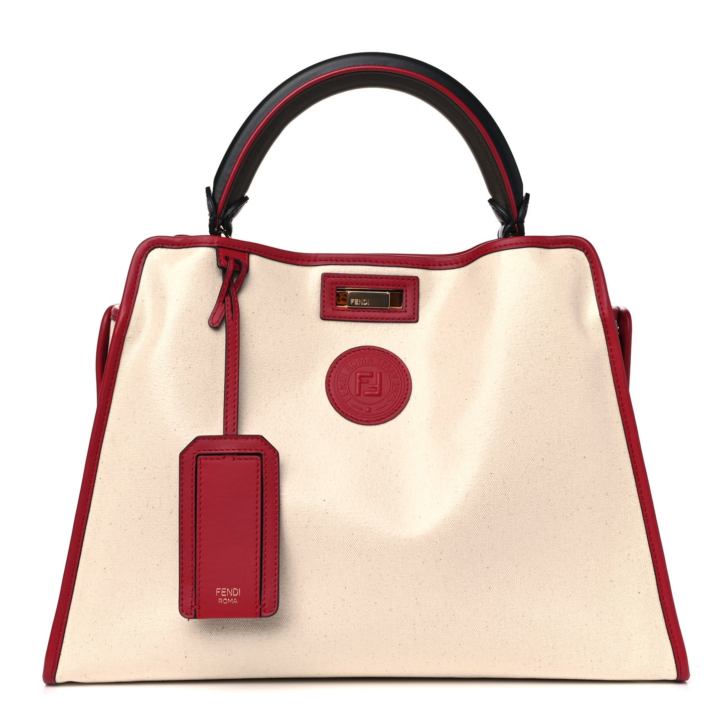 Vitello Seta Century Nappa Medium Peekaboo Iconic Defender Satchel Black Fragola Maya