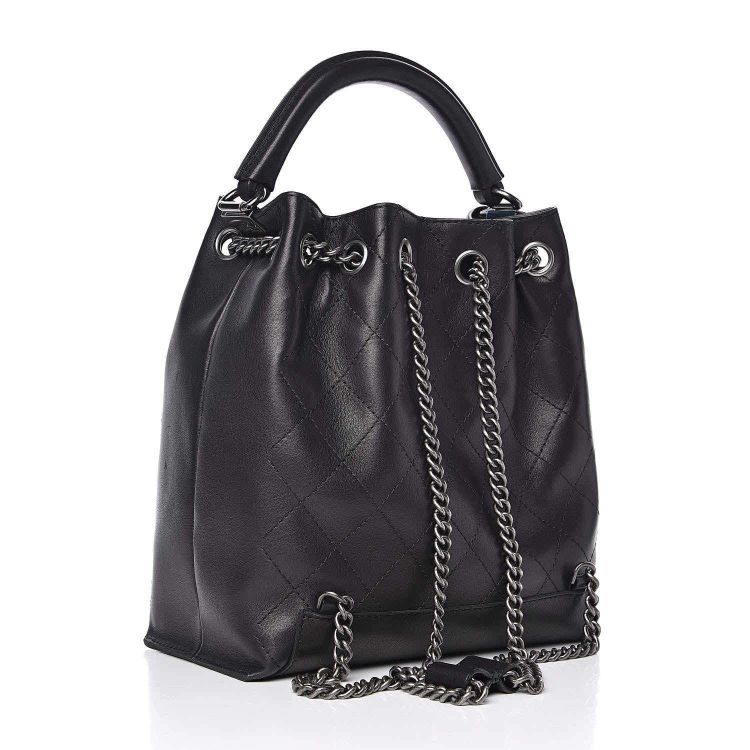 Chanel Calfskin Stitched Medium Urban Luxury Drawstring Backpack Black 3 of 10