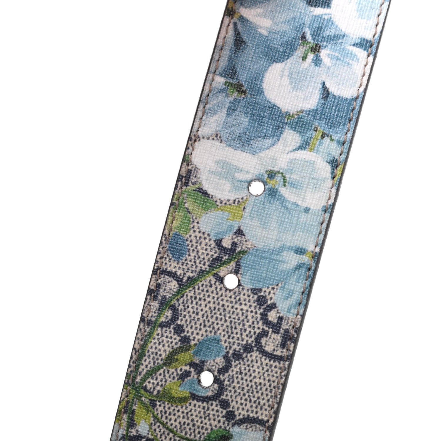 Gucci GG Plus Monogram Blooms Plaque Belt 75 30 Blue 4 of 5