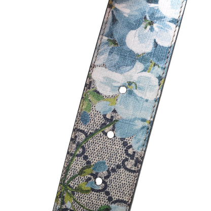 Gucci GG Plus Monogram Blooms Plaque Belt 75 30 Blue 4 of 5