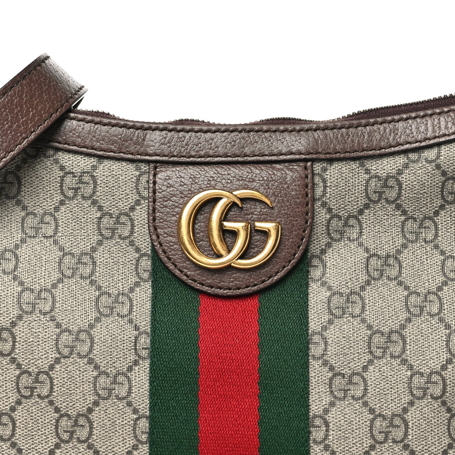 GG Supreme Monogram Web Small Ophidia Half Moon Hobo Brown Brown