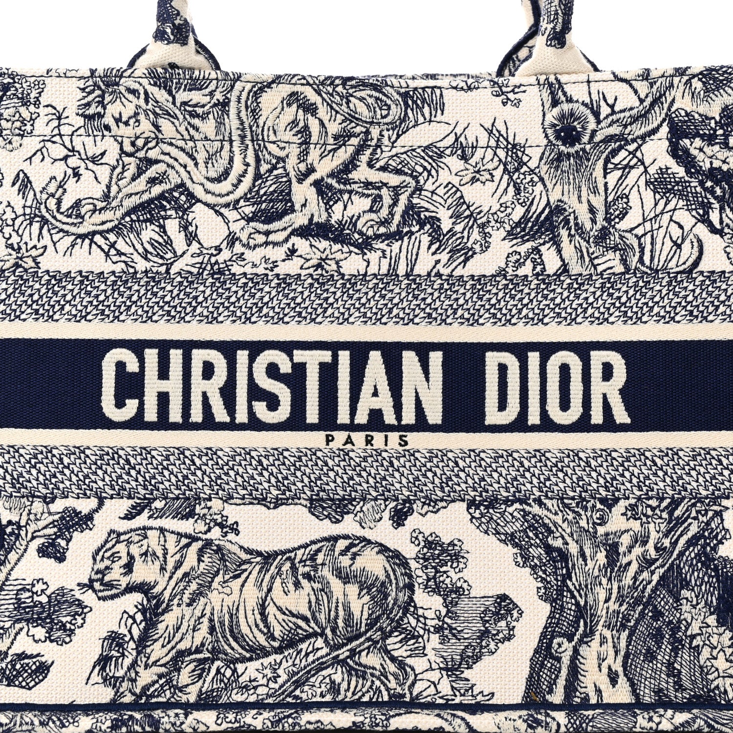 Christian Dior Canvas Embroidered Medium Dioriviera Toile De Jouy Book Tote Blue 8 of 13