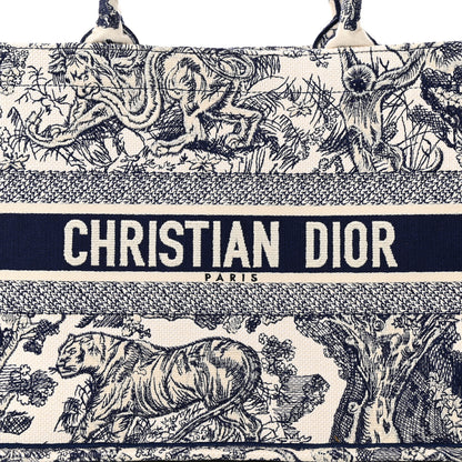 Christian Dior Canvas Embroidered Medium Dioriviera Toile De Jouy Book Tote Blue 8 of 13