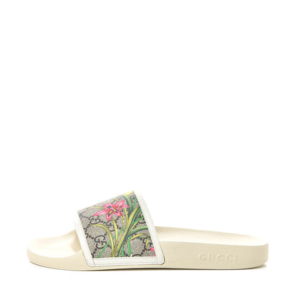 Gucci GG Supreme Monogram Flora Pursuit Slide Sandals 39 White 1 of 9